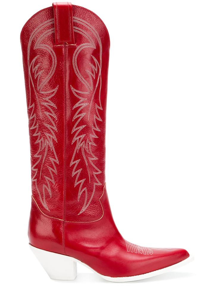 R13 Pointed Cowboy Boots - Red
