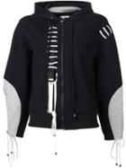 Anne Sofie Madsen Lace-up Detail Zipped Hoodie, Women's, Size: Large, Blue, Viscose/cotton