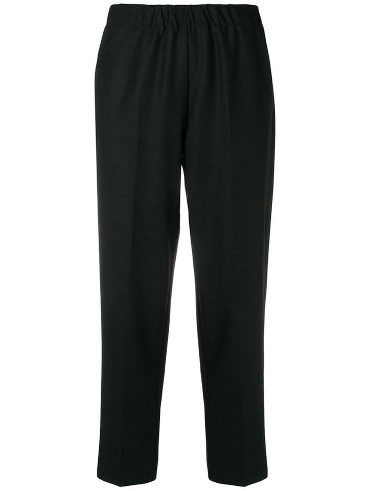 Kiltie Slim Fit Cropped Trousers - Black