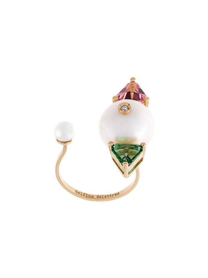 Delfina Delettrez 'complex Gemetries' Pearl, Topaz And Diamond Ring