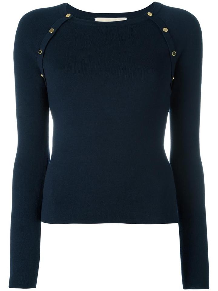 Michael Michael Kors Button Raglan Jumper, Women's, Size: Xs, Blue, Spandex/elastane/viscose/nylon