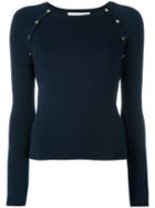 Michael Michael Kors Button Raglan Jumper, Women's, Size: Xs, Blue, Spandex/elastane/viscose/nylon