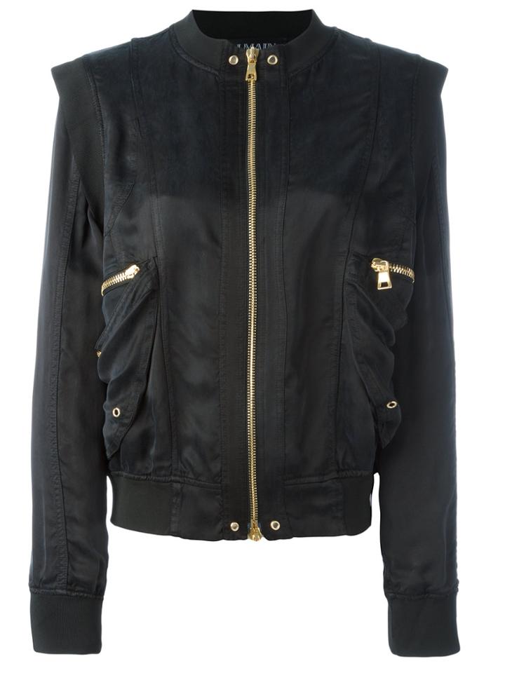 Balmain Structured Shoulder Bomber Jacket - Black