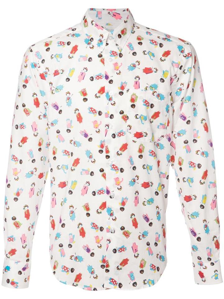 Naked And Famous Geisha Print Shirt, Men's, Size: Xl, White, Cotton