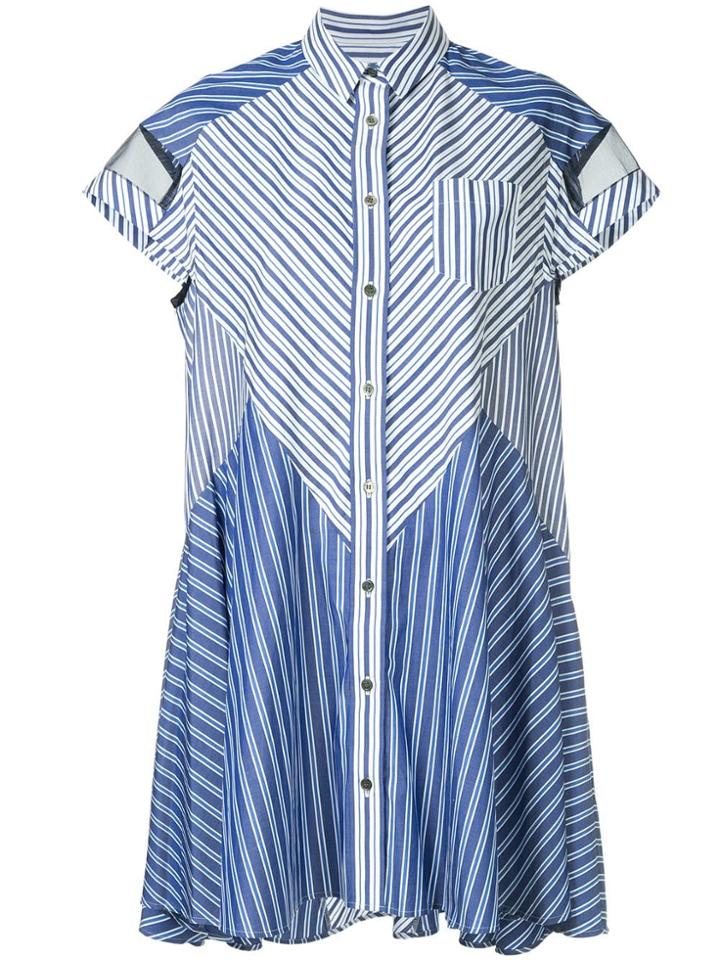 Sacai Striped Mix Shirt Dress - Blue