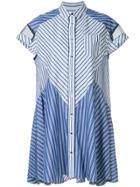 Sacai Striped Mix Shirt Dress - Blue