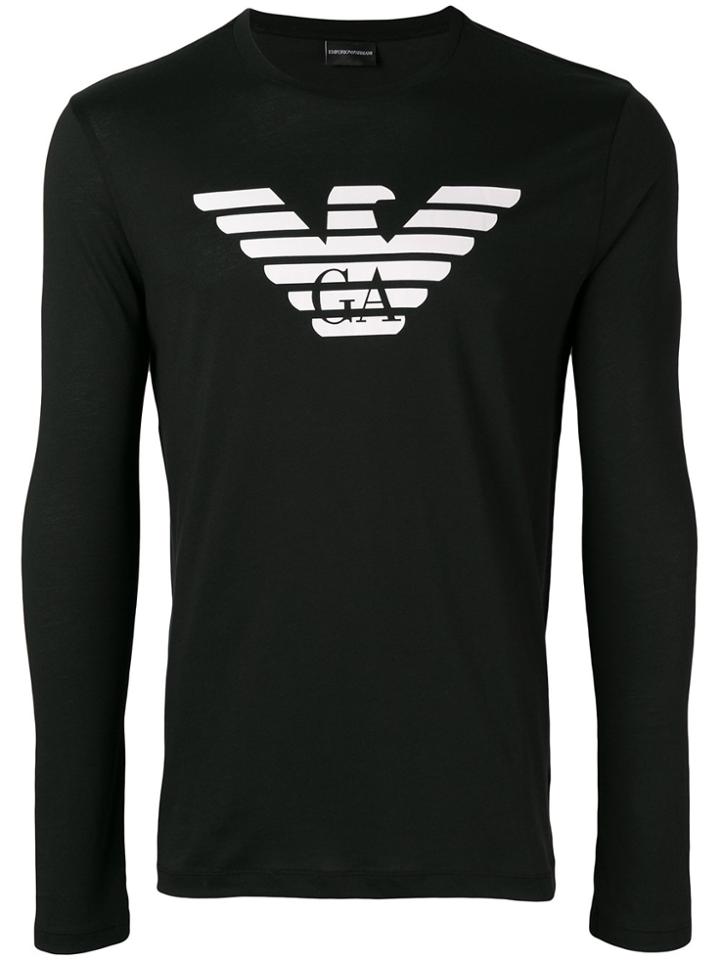 Emporio Armani Long-sleeve Logo T-shirt - Black