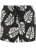 Dolce & Gabbana Palm Print Swim Shorts, Men's, Size: 5, Black, Polyester/nylon