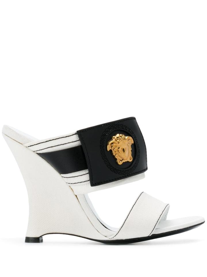Versace Medusa Head Wedge Sandals - White