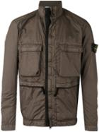 Stone Island Pocket Front Rain Jacket, Men's, Size: Large, Brown, Polyamide/polyurethane Resin