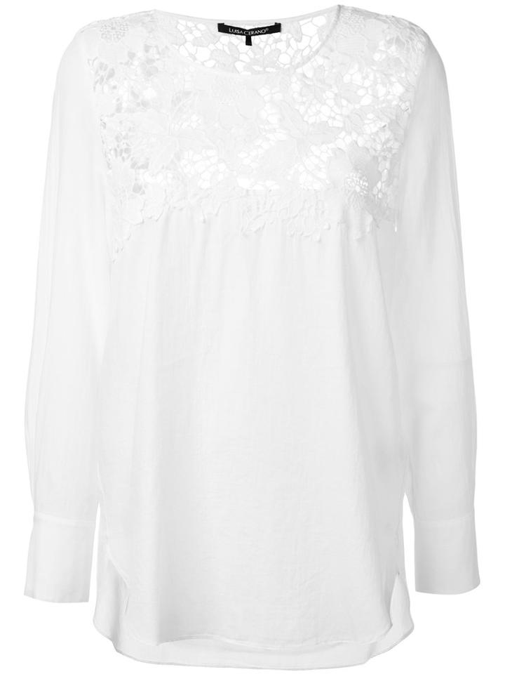 Luisa Cerano Lace Detail Blouse, Women's, Size: 42, White, Cotton