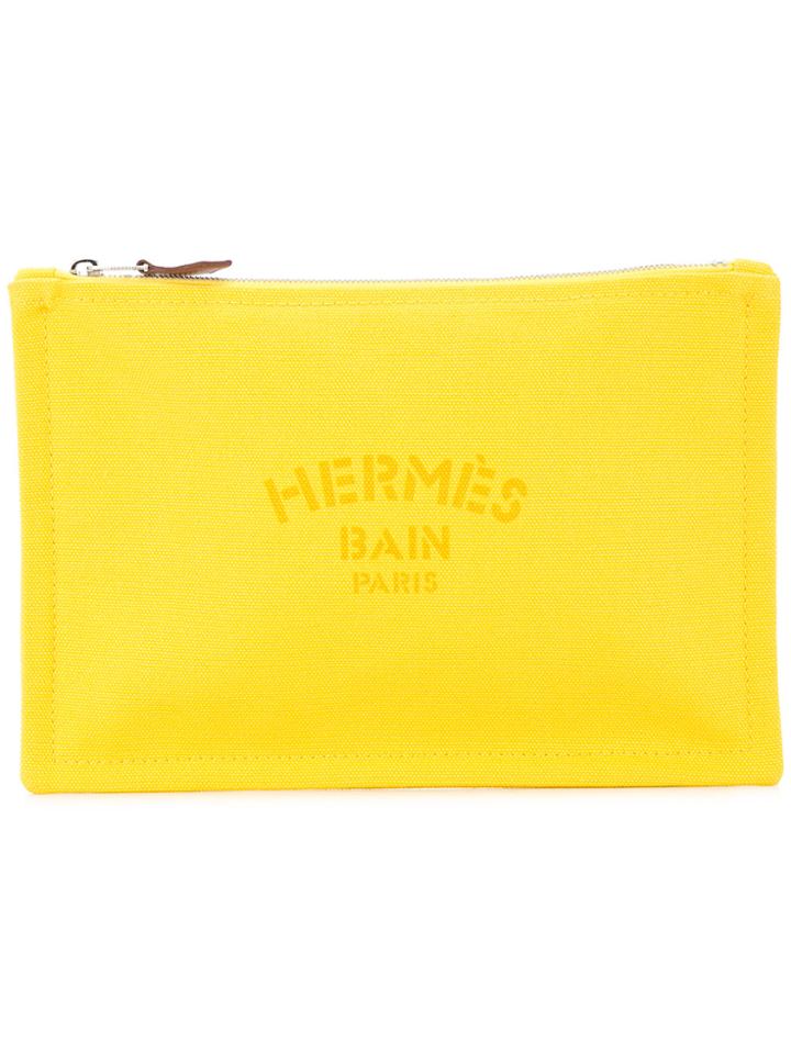 Hermès Vintage Logo Stamped Cosmetic Bag - Yellow & Orange