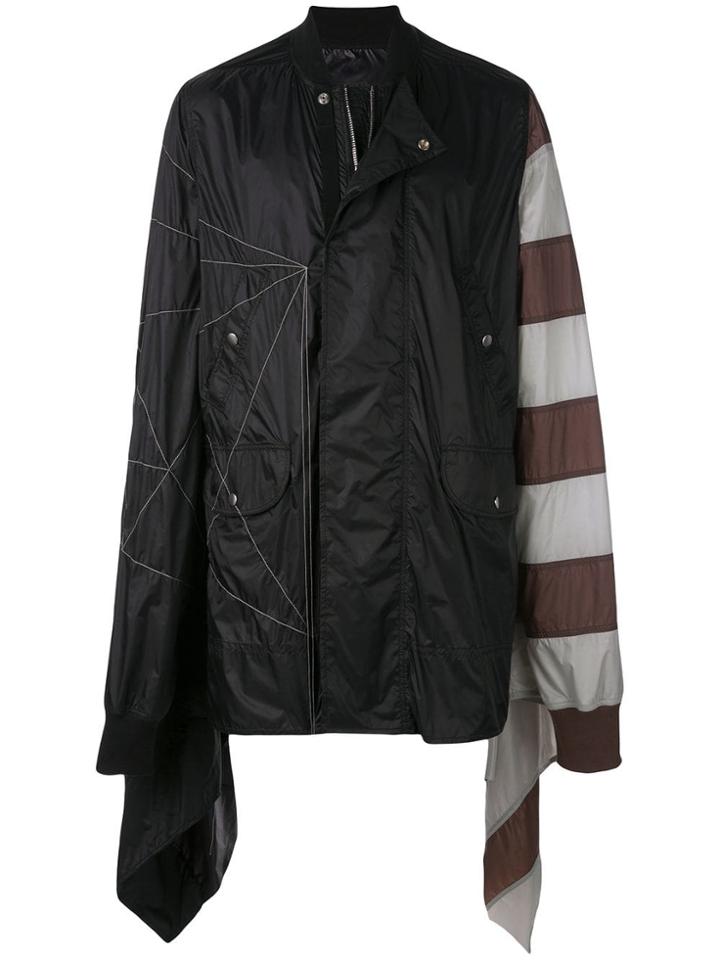 Rick Owens Striped Sleeve Coat - Black