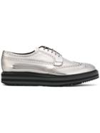 Prada Laminated Leather Lace-up Shoes - Grey