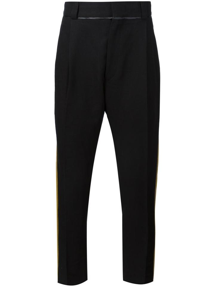 Haider Ackermann Lateral Stripe Tapered Trousers, Men's, Size: 50, Black, Cotton/linen/flax/mohair