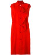 Sofie D'hoore - Frill Placket Shirt Dress - Women - Cotton - 40, Red, Cotton