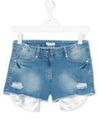 Elsy Distressed Denim Shorts - Blue