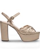 Prada Laminated Nappa Platform Sandals - Metallic