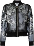 Gcds - Sequinned Flower Bomber Jacket - Women - Polyester - M, Women's, Black, Polyester