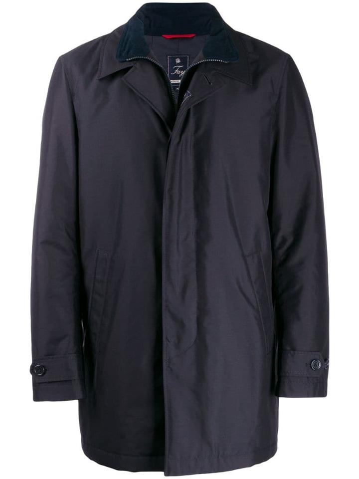 Fay Single-breasted Parka Coat - Blue