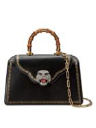 Gucci Frame Print Leather Top Handle Bag - Black