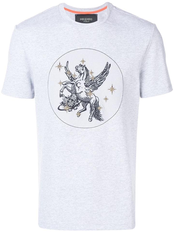Mr & Mrs Italy Pegasus Embroidered T-shirt - Grey
