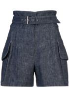 Derek Lam Belted Short With Patch Pockets - Blue
