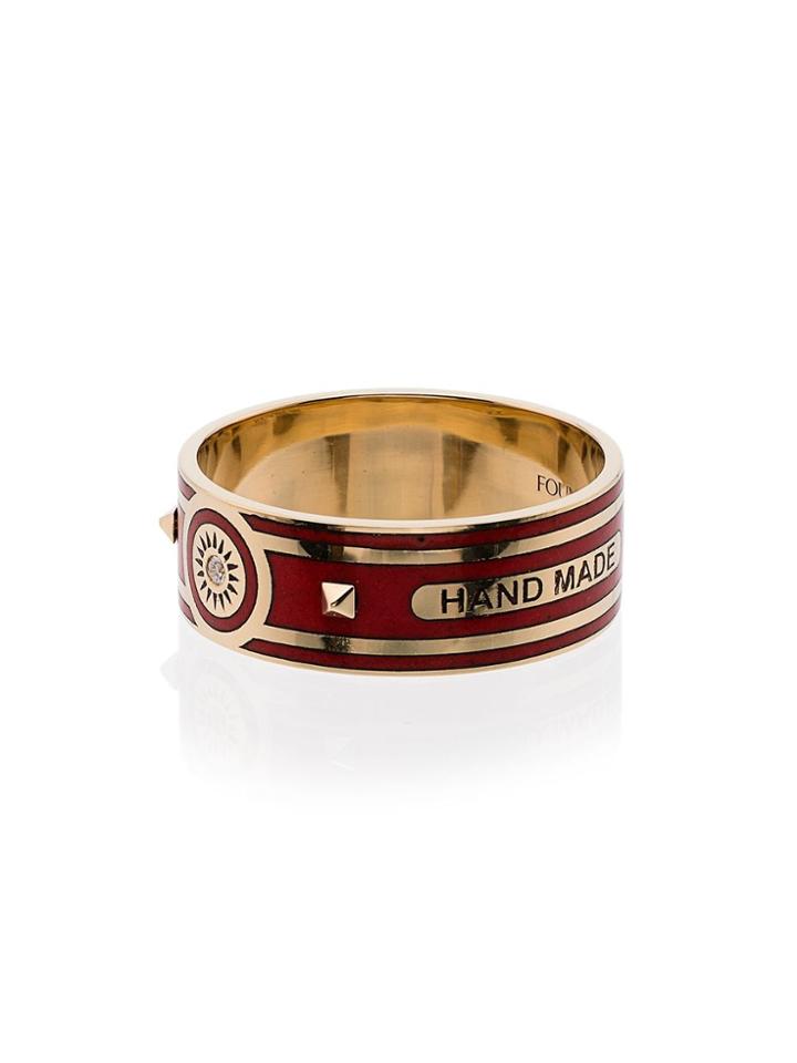 Foundrae 18k Yellow Gold Red Sun Wide Diamond Ring