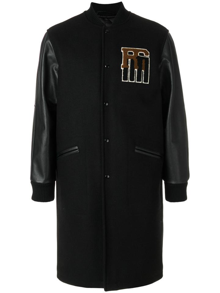 Raf Simons Long Panelled Bomber Jacket - Black