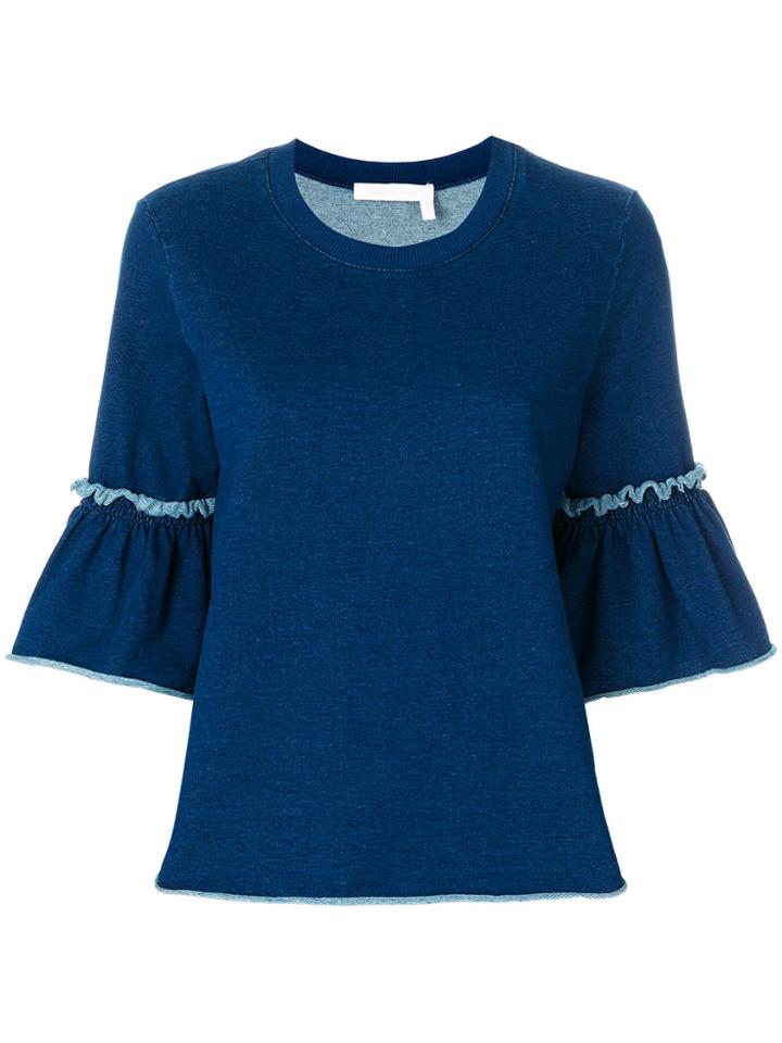 See By Chloé Flared Cuff T-shirt - Blue
