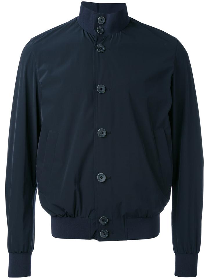 Herno - Buttoned Bomber Jacket - Men - Polyamide/spandex/elastane - 50, Blue, Polyamide/spandex/elastane