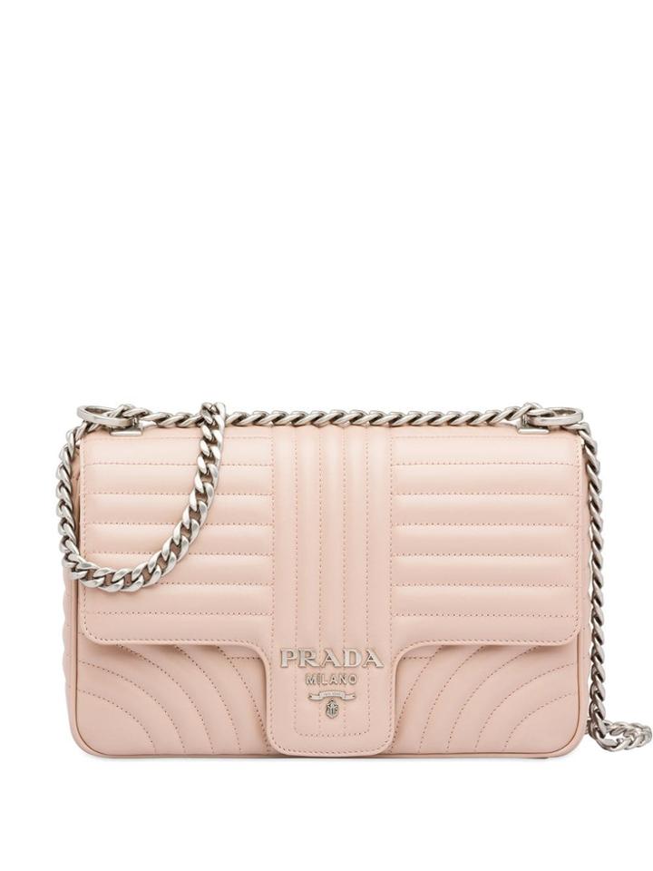 Prada Diagramme Large Leather Shoulder Bag - Pink