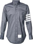 Thom Browne Long Sleeve Shirt With Woven 4-bar Stripe In Dark Blue