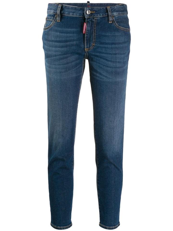 Dsquared2 Cropped Logo Rise Jeans - Blue