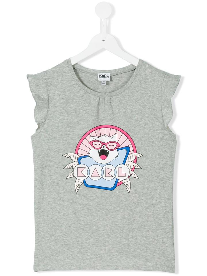 Karl Lagerfeld Kids - Printed T-shirt - Kids - Cotton/spandex/elastane - 16 Yrs, Girl's, Grey
