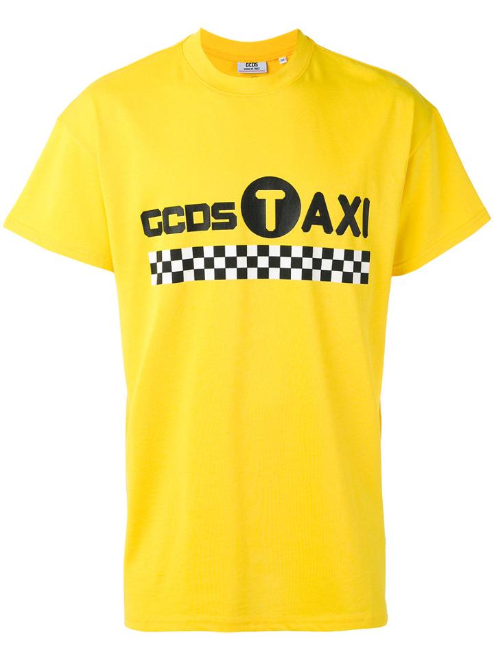 Gcds Taxi Print T-shirt, Men's, Size: Xs, Yellow/orange, Cotton