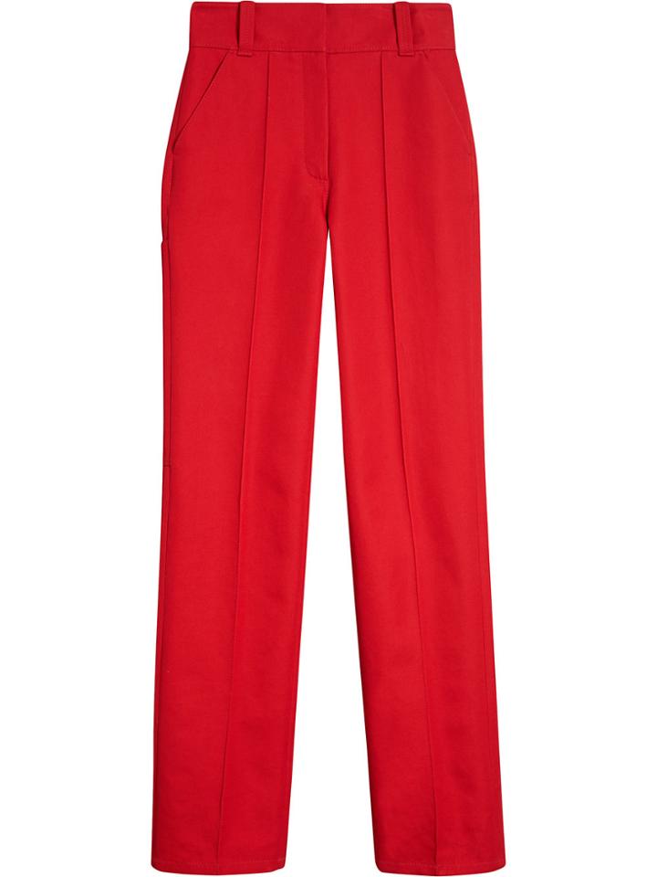 Burberry Cotton Drill High-waisted Trousers - Red