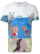 Moncler Swimmers Print T-shirt, Men's, Size: Large, White, Cotton