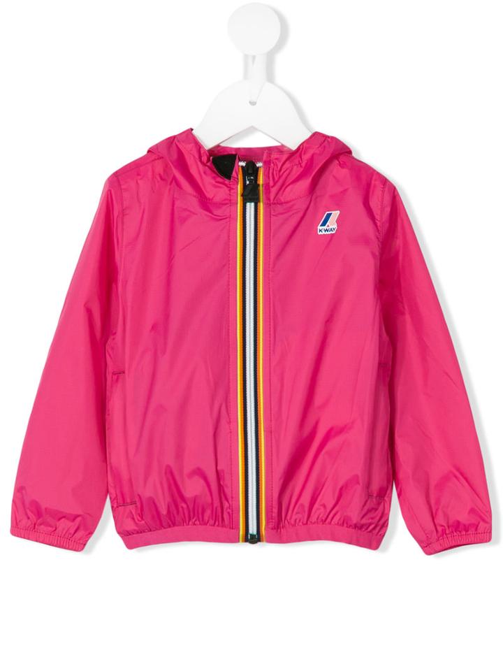 K Way Kids - Printed Logo Hooded Jacket - Kids - Polyimide - 12 Mth, Pink/purple