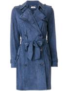 Desa Collection Suede Trench Coat - Blue