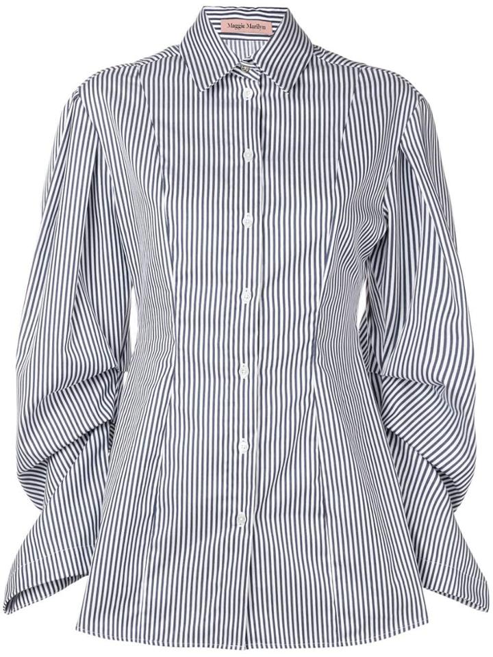Maggie Marilyn Pinstripe Button-down Shirt - Blue