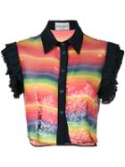 Daizy Shely - Sequin Cropped Shirt - Women - Silk/polyester - 42, Silk/polyester