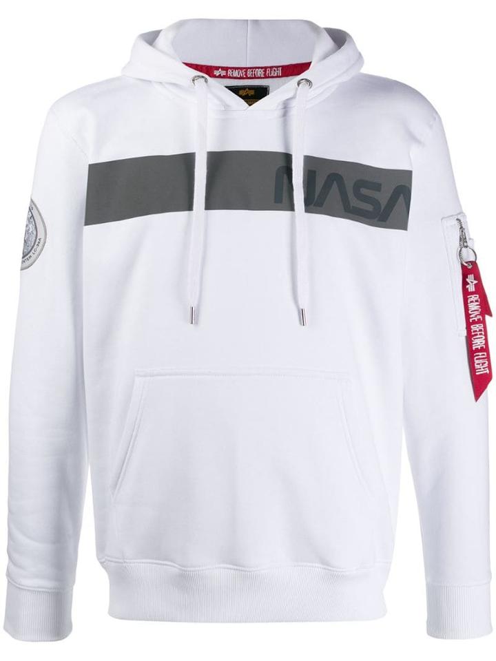 Alpha Industries Nasa Print Hoodie - White