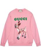 Gucci Oversize Sweatshirt With Fawn - Pink