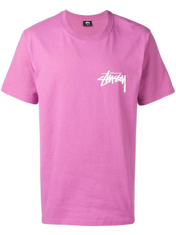 Stussy Logo Print T-shirt - Pink