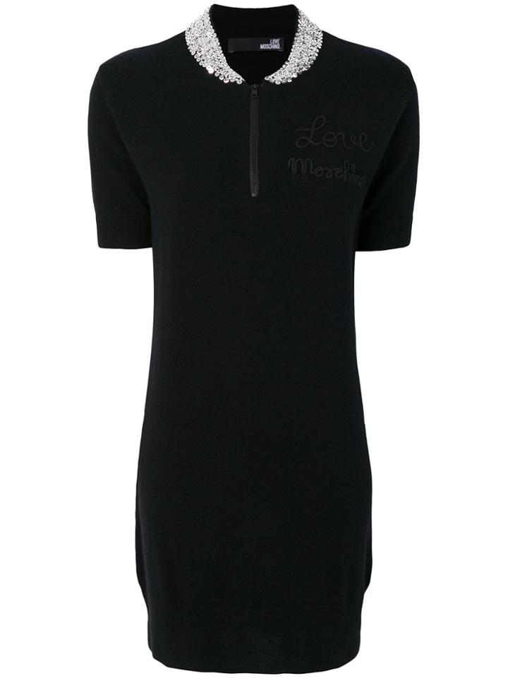 Love Moschino Embroidered Sequin Dress - Black