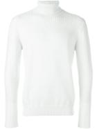 Eleventy Roll Neck Ribbed Sweater, Men's, Size: Xl, White, Virgin Wool