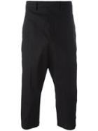 Rick Owens Drop-crotch Cropped Trousers, Men's, Size: 48, Black, Cotton/other Fibers