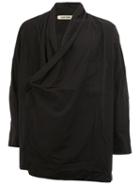 Ziggy Chen Wrapped Shirt, Men's, Size: 48, Black, Cotton
