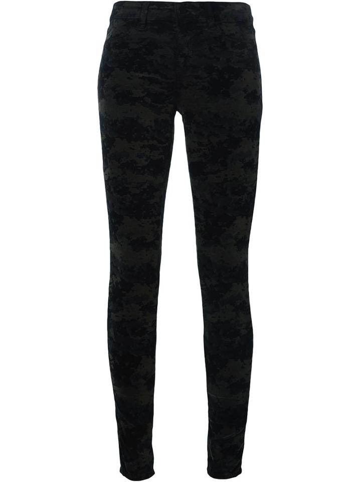J Brand 'super Skinny' Camouflage Trousers, Women's, Size: 24, Black, Cotton/polyurethane/spandex/elastane/modal